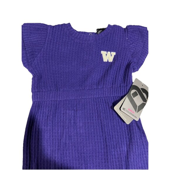 NEW Washington Huskies Colosseum Athletics Waffle Weave Girls Romper 6-12 Mos. - Picture 2 of 11